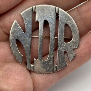 VINTAGE LEONORE DOSKOW STERLING SILVER HANDMADE MONOGRAM PIN BROOCH NDR INITIAL